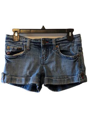 Vintage MOTO Denim Shorts Y2K Medium Wash Blue Skater Grunge Summer Beach Indie